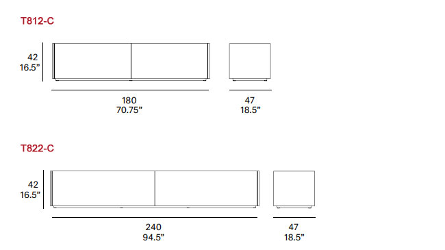 Dimensions â€“ 2-drawer modules