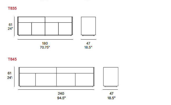 Dimensions â€“ 4-drawer modules
