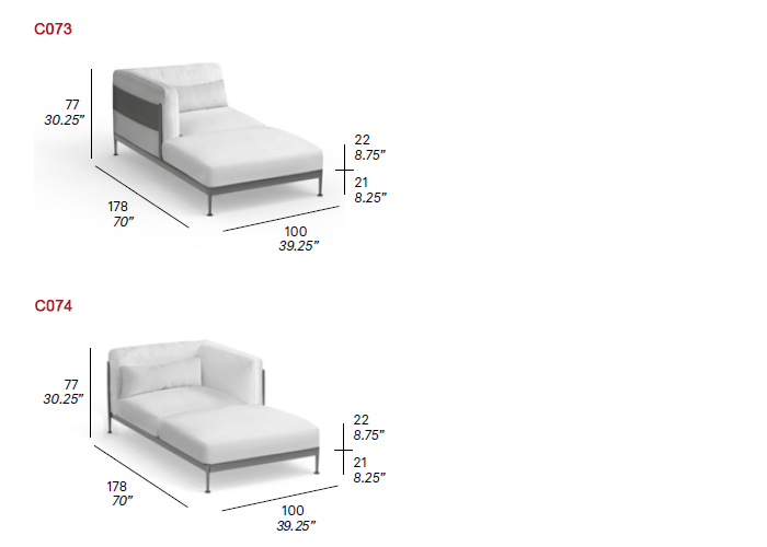 Dimensions - Chaise Lounge Modules 
