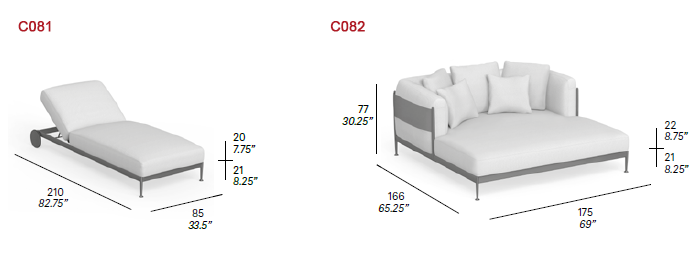 Dimensions - Chaise Lounge with Wheels & Daybed