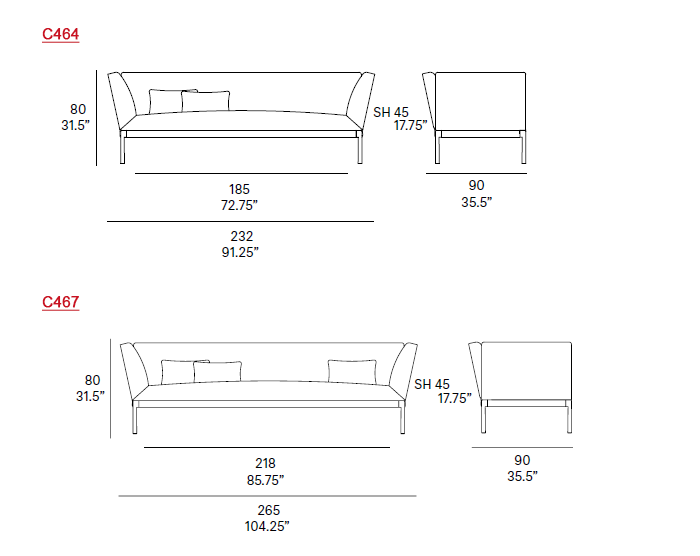 Dimensions - Sofas