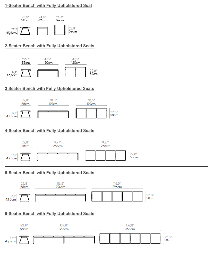 Dimensions - Frames With Upholstered Seats